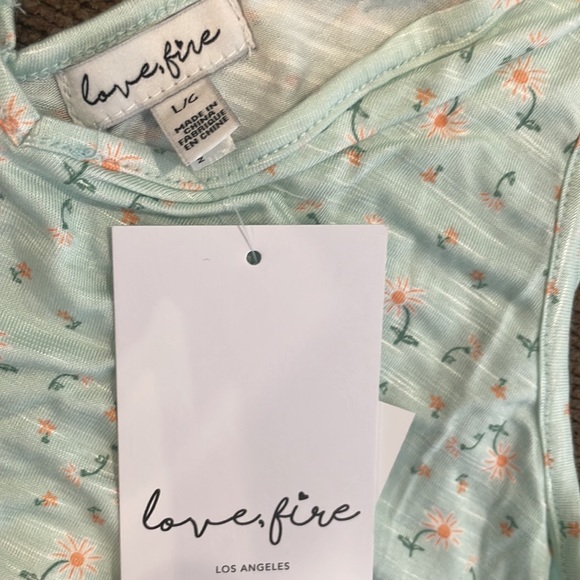 NWT Mint Ditsy LOVE FIRE Tiered Floral Print Tank Top, Size Large - Picture 5 of 5